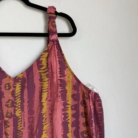 Ashley Stewart Size 22/24 Linen Blend Wide Leg Colorful Artsy Jumpsuit Boho - Picture 7 of 15